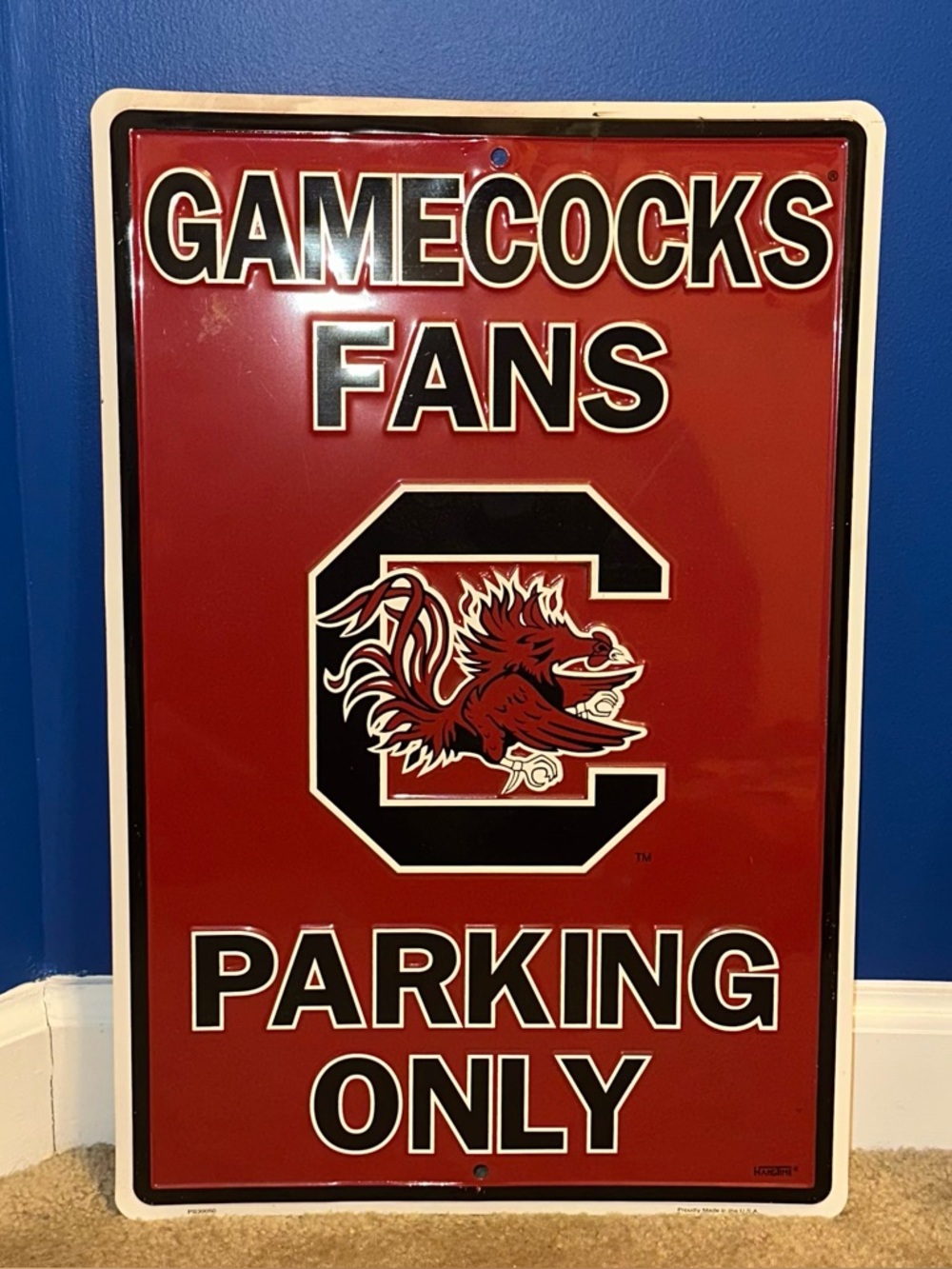 South Carolina Gamecocks Fans Only Metal Parking Sign 18" x 12"